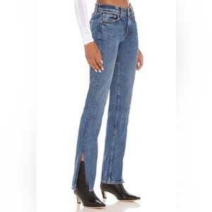 GRLFRND Hailey Low Rise Slim Boot Jeans Split Hem, Color East Village, size 27